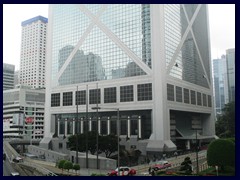 The base of Bank of China Tower at Garden Road/Statue Square.
